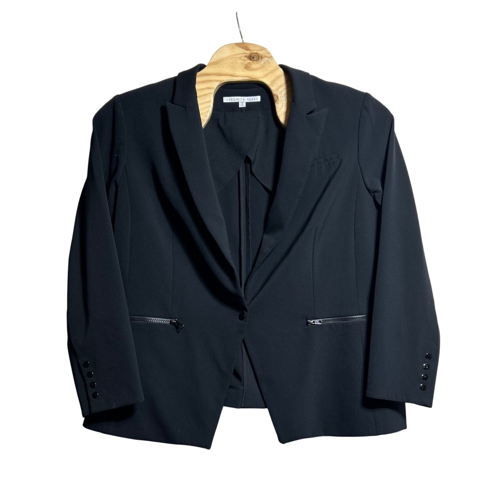 Veronica Beard Black Single Button Zip Pocket Bla… - image 1
